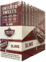Swisher International Swisher Sweets Slims 10 packs of 5 Cigars, shown in a retail display box with brand logos and packaging.